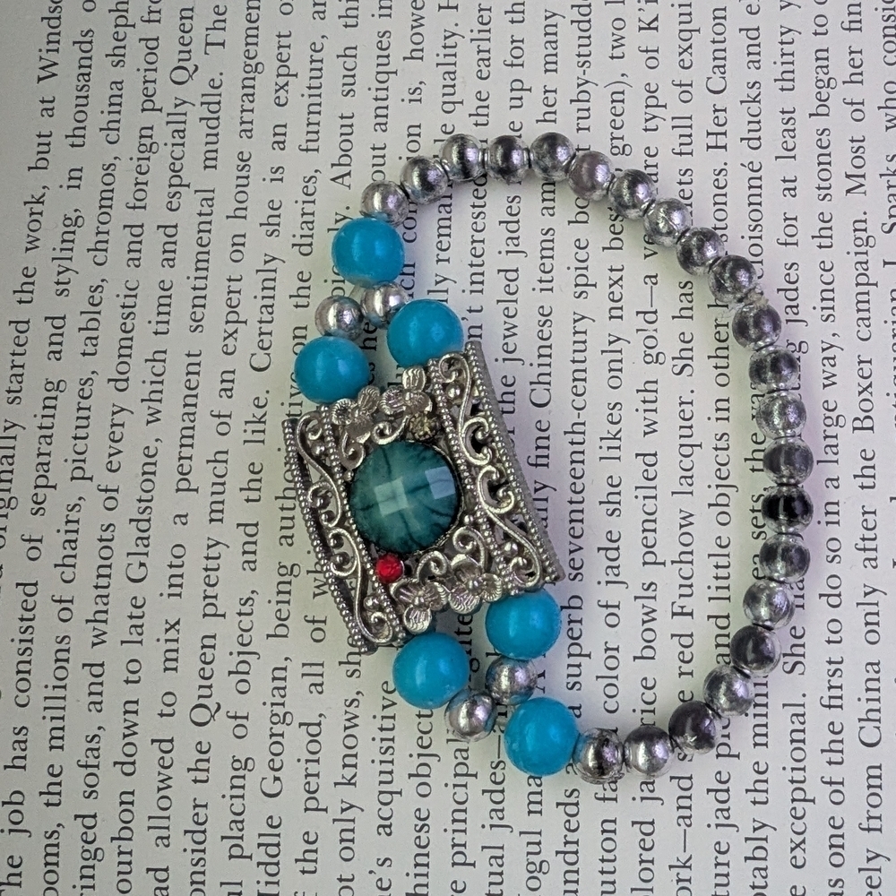 Silver and Blue Beaded Bracelet